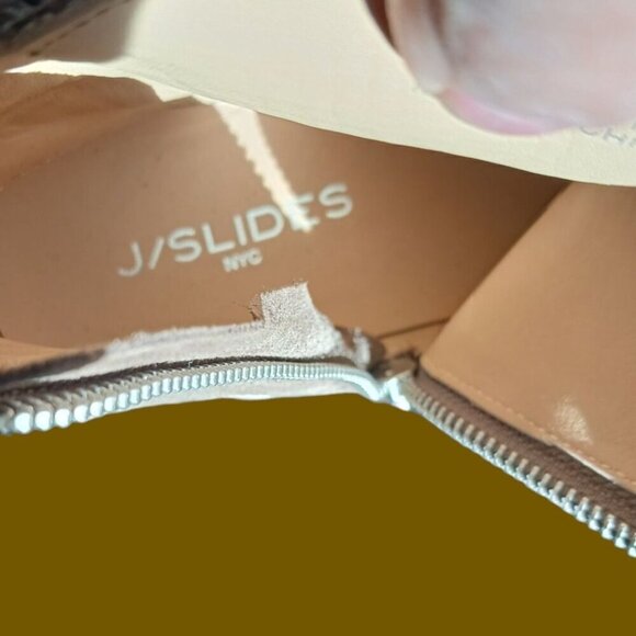 J/Slides NYC Suede Leather Upper Platform Ankle Boots Size 7 tan color - Picture 6 of 13